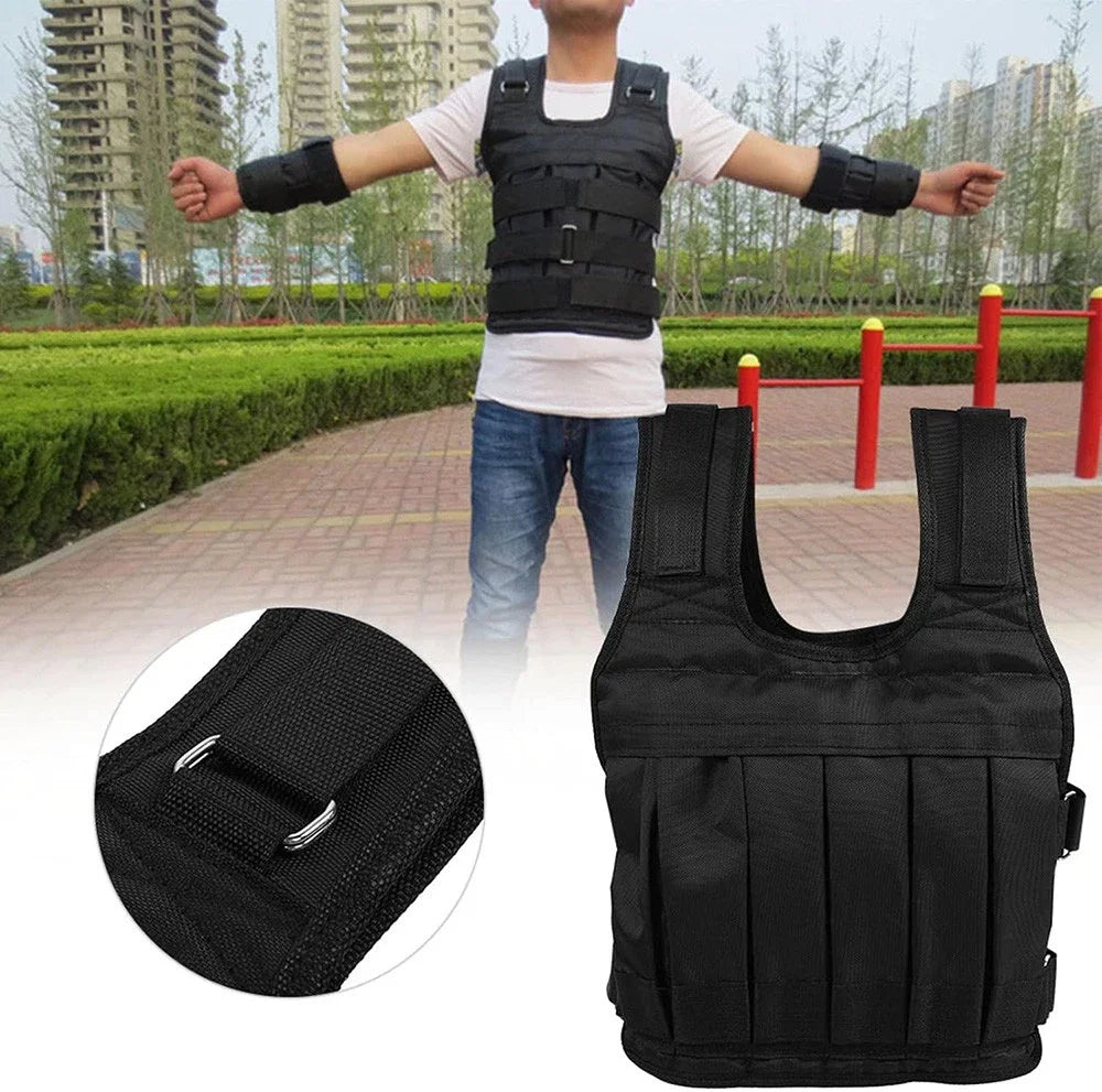 110Lbs Adjustable Exercise Weighted Vest Training Suit Workout Fitness Waistcoat Fitness Equipment Accessories Jogging Walking