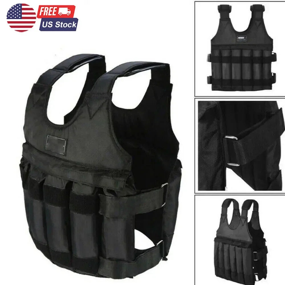 110Lbs Adjustable Exercise Weighted Vest Training Suit Workout Fitness Waistcoat Fitness Equipment Accessories Jogging Walking