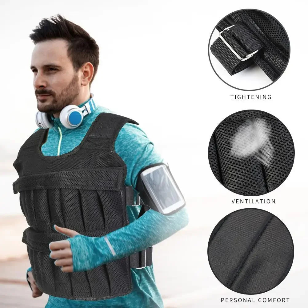 110Lbs Adjustable Exercise Weighted Vest Training Suit Workout Fitness Waistcoat Fitness Equipment Accessories Jogging Walking